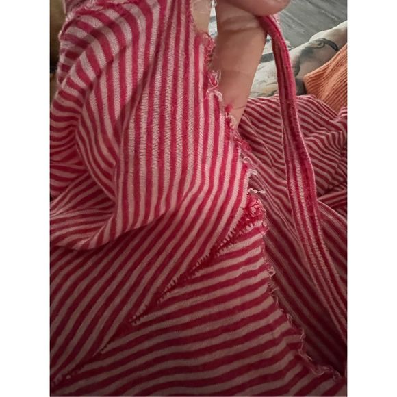 Free People Sunkissed Striped Distressed Semi Cold Shoulder Tee - Picture 2 of 3